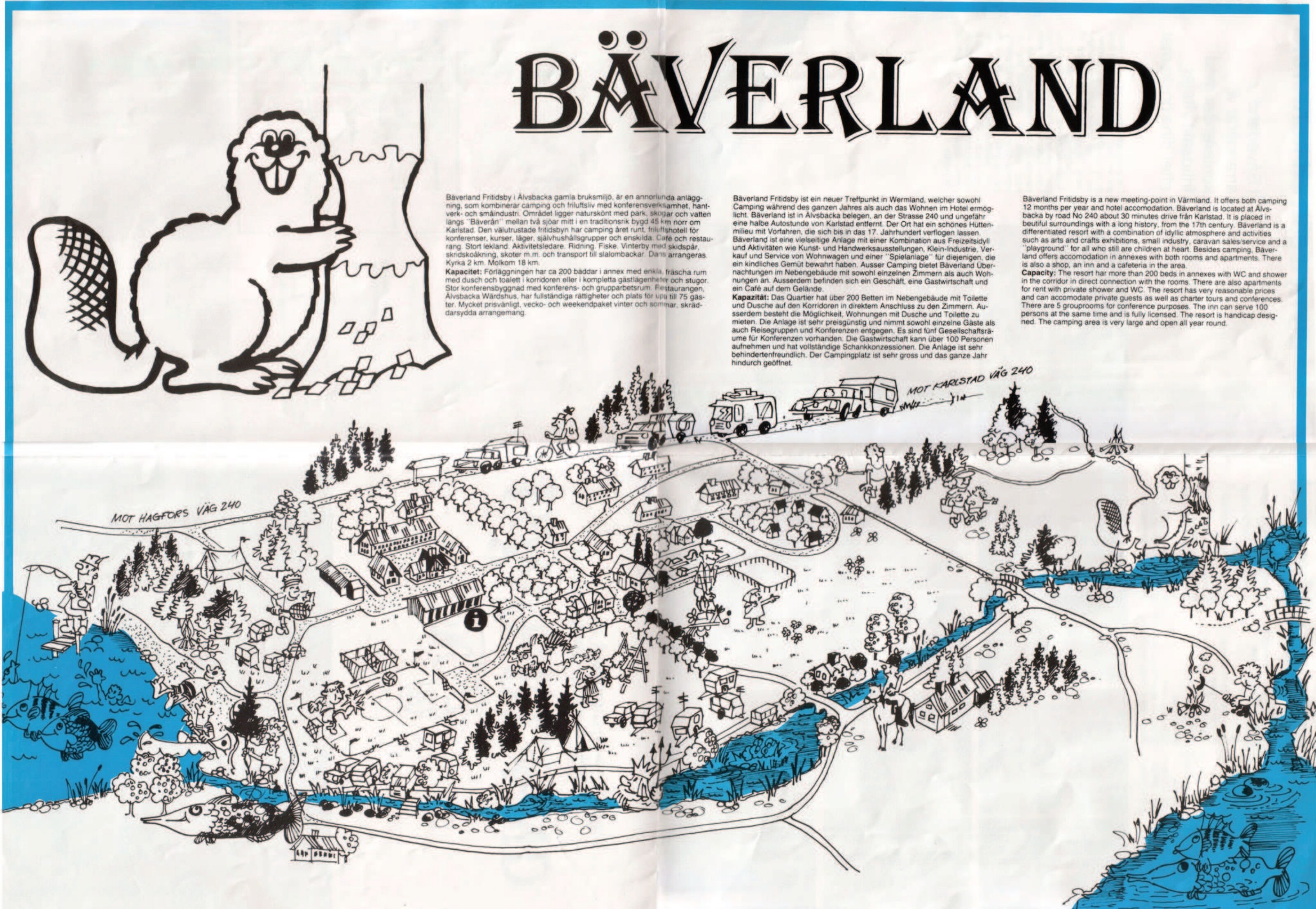 Originalkarta över Bäverland-området från 1980-talets broschyr.